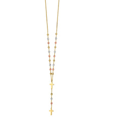 Tri-color Gold Diamond Cut/ Textured Religious Necklace