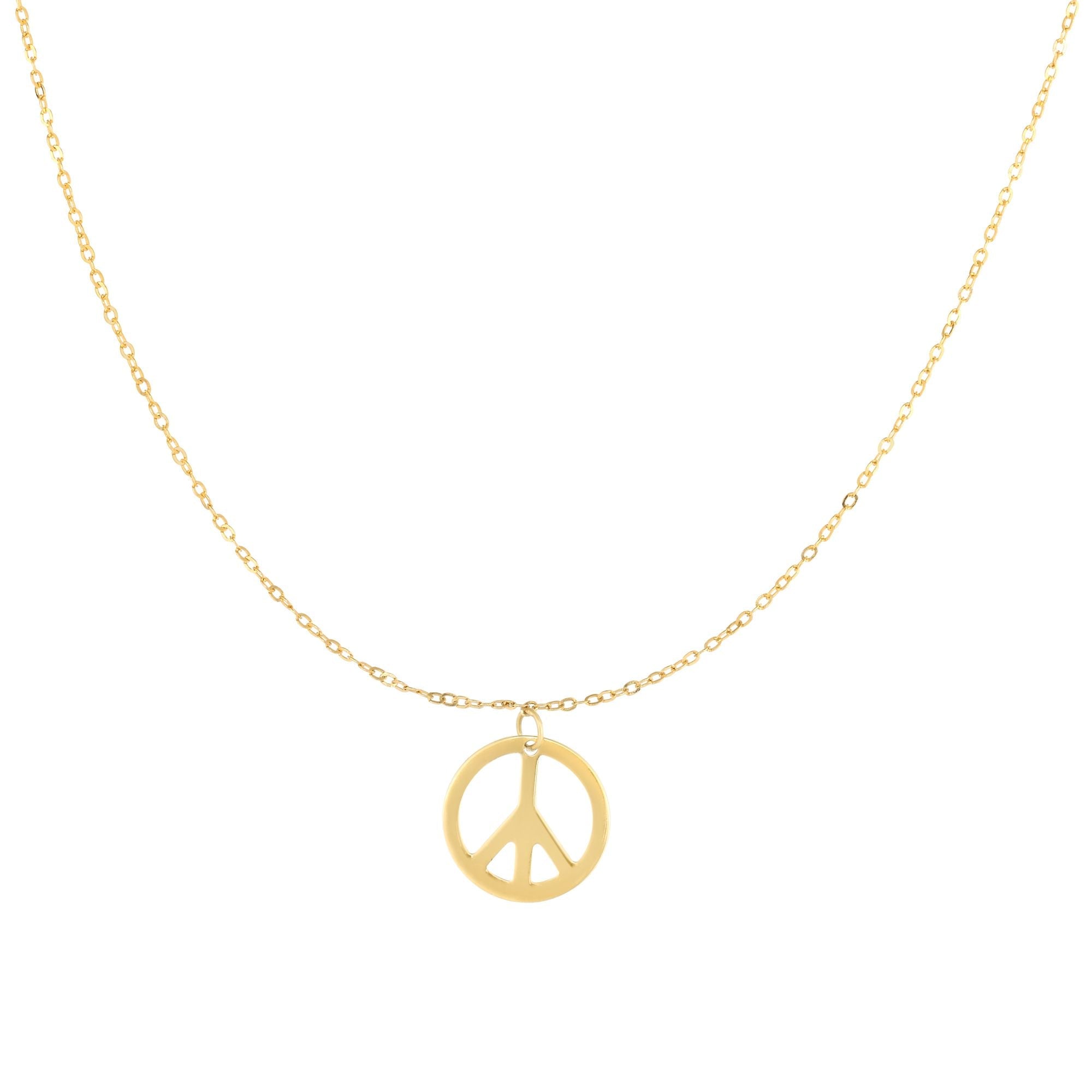 Parkplace Jewelers 14k-gold-polished-peace-sign-necklace-n3652