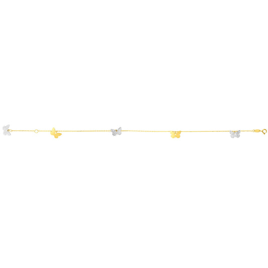 Two-tone Gold Polished Fashion Chain Anklets Anklet