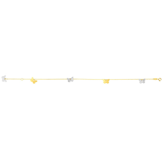 Parkplace Jewelers 14k-two-tone-gold-butterfly-anklet-n3895