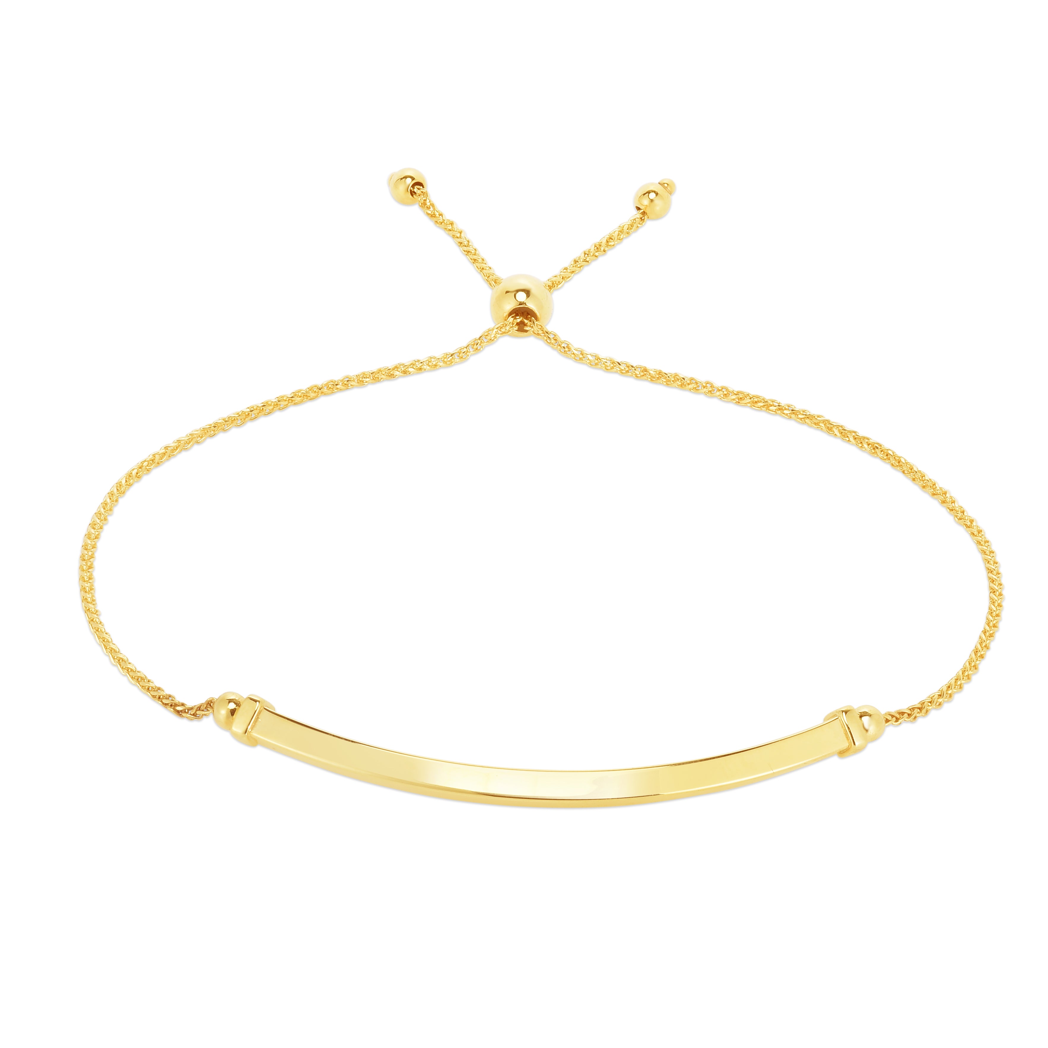 Royal Chain 14K Gold Curved Bar Friendship Bracelet N4215