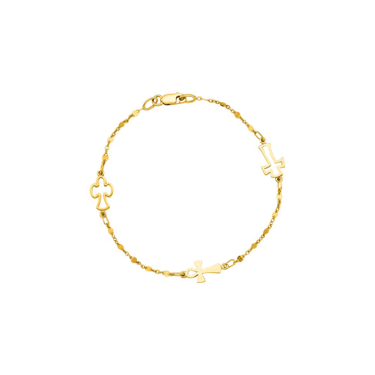 Royal Chain 14K Gold Open Cross Station Bracelet N928