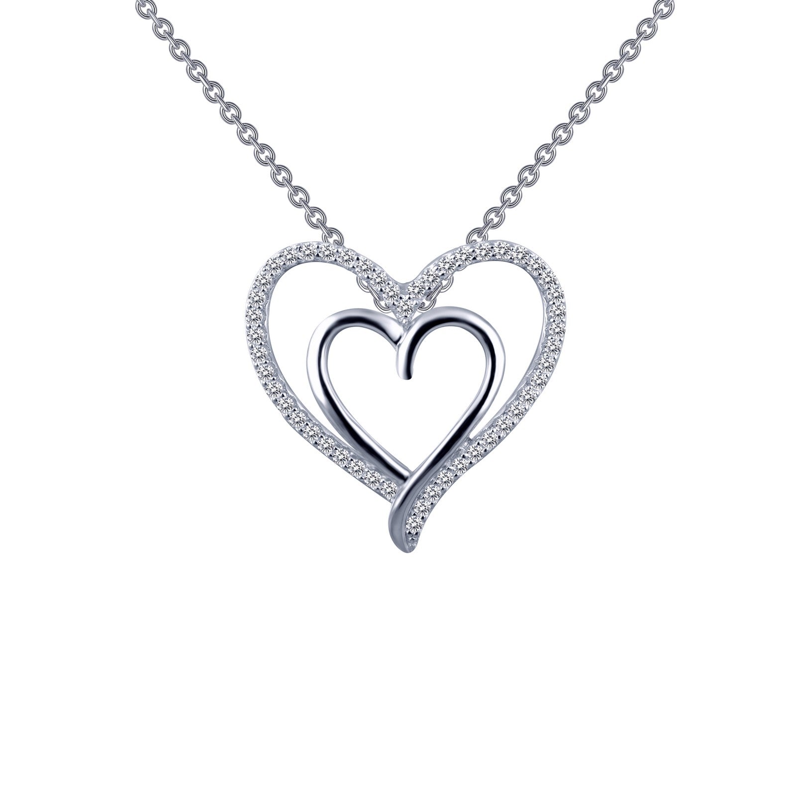LAFONN Double-Heart Pendant Necklace P0150CLP18