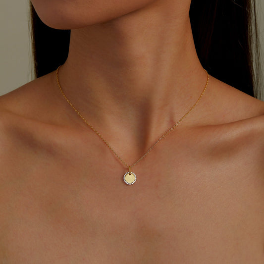 LAFONN Round Disc Pendant Necklace P0214CLT20