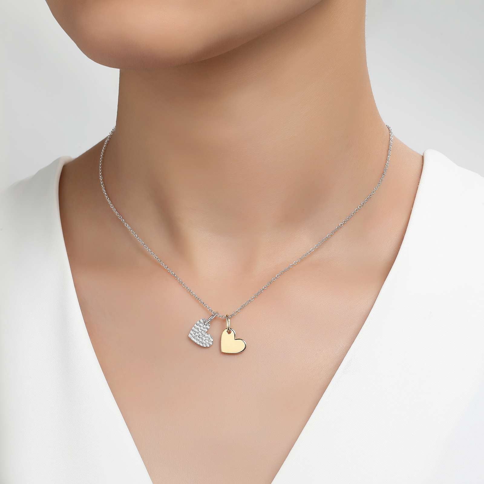 LAFONN Heart Shadow Charm Pendant Necklace P0215CLT20