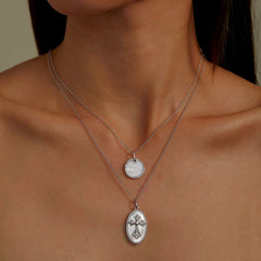 LAFONN Cross on Mother of Pearl Disc Necklace P0279PLP20