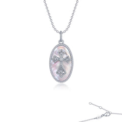 LAFONN Cross on Mother of Pearl Disc Necklace P0279PLP20