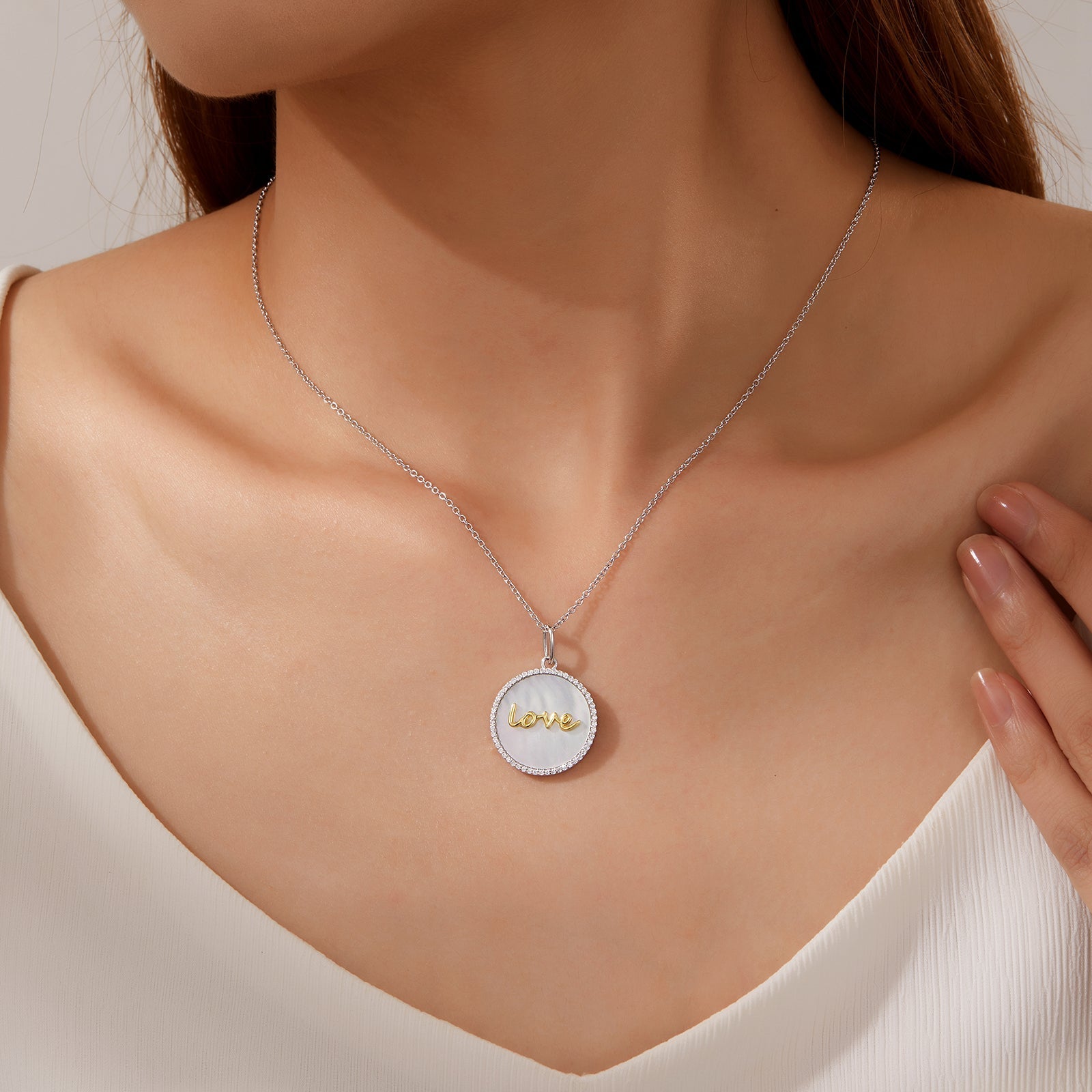 LAFONN Mother of Pearl Love Necklace P0287PLT20