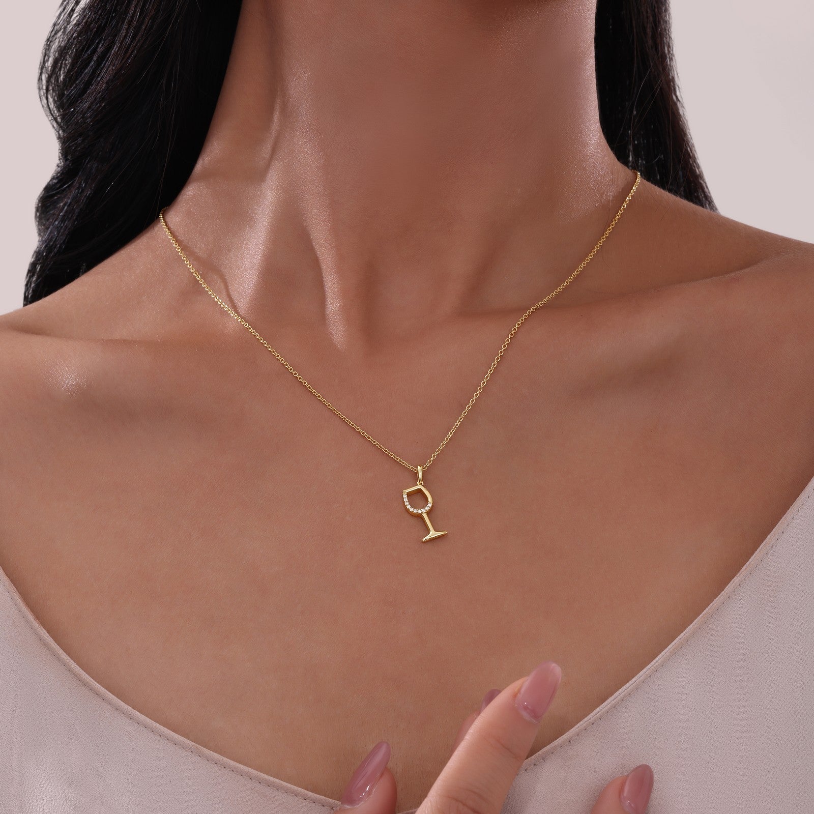 LAFONN Pave Wine Glass Necklace P0312CLG20