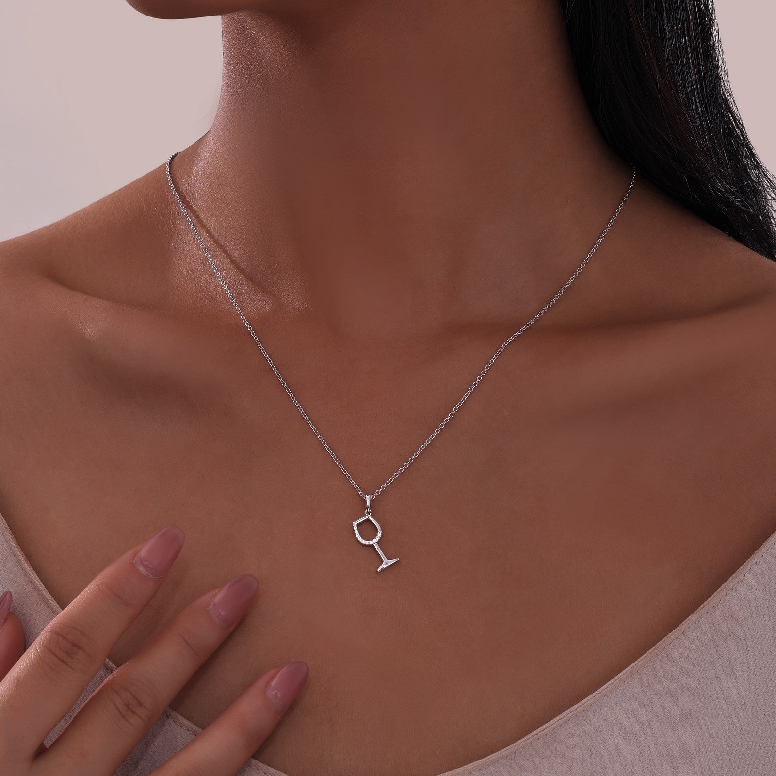 LAFONN Pave Wine Glass Necklace P0312CLG20
