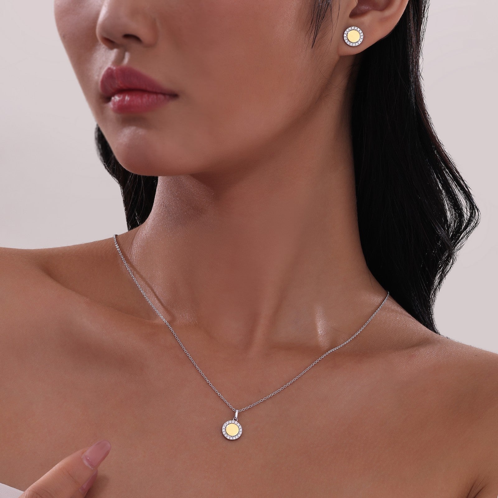 LAFONN Two-Tone Disc Pedant Necklace P2019CLT20