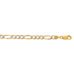 Royal Chain 14K Gold 7mm White Pave Figaro Chain  PAVE180