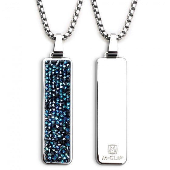 MClip Polished Pendant with Blue Swarovski Inlay PD-PSS-BLCR