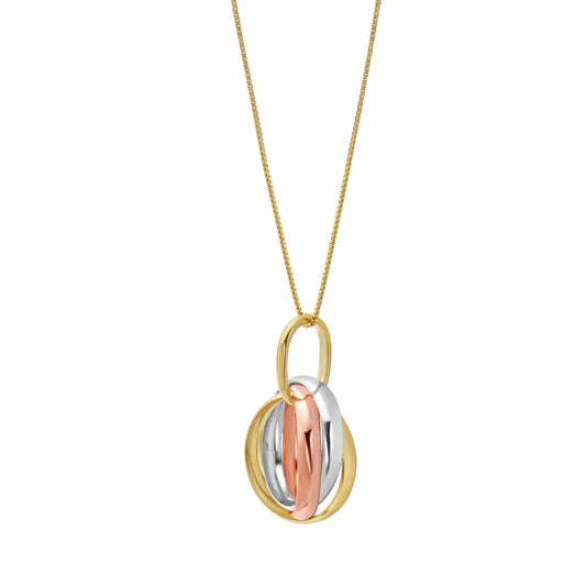Tri-color Gold Polished Trend Fashion Necklace