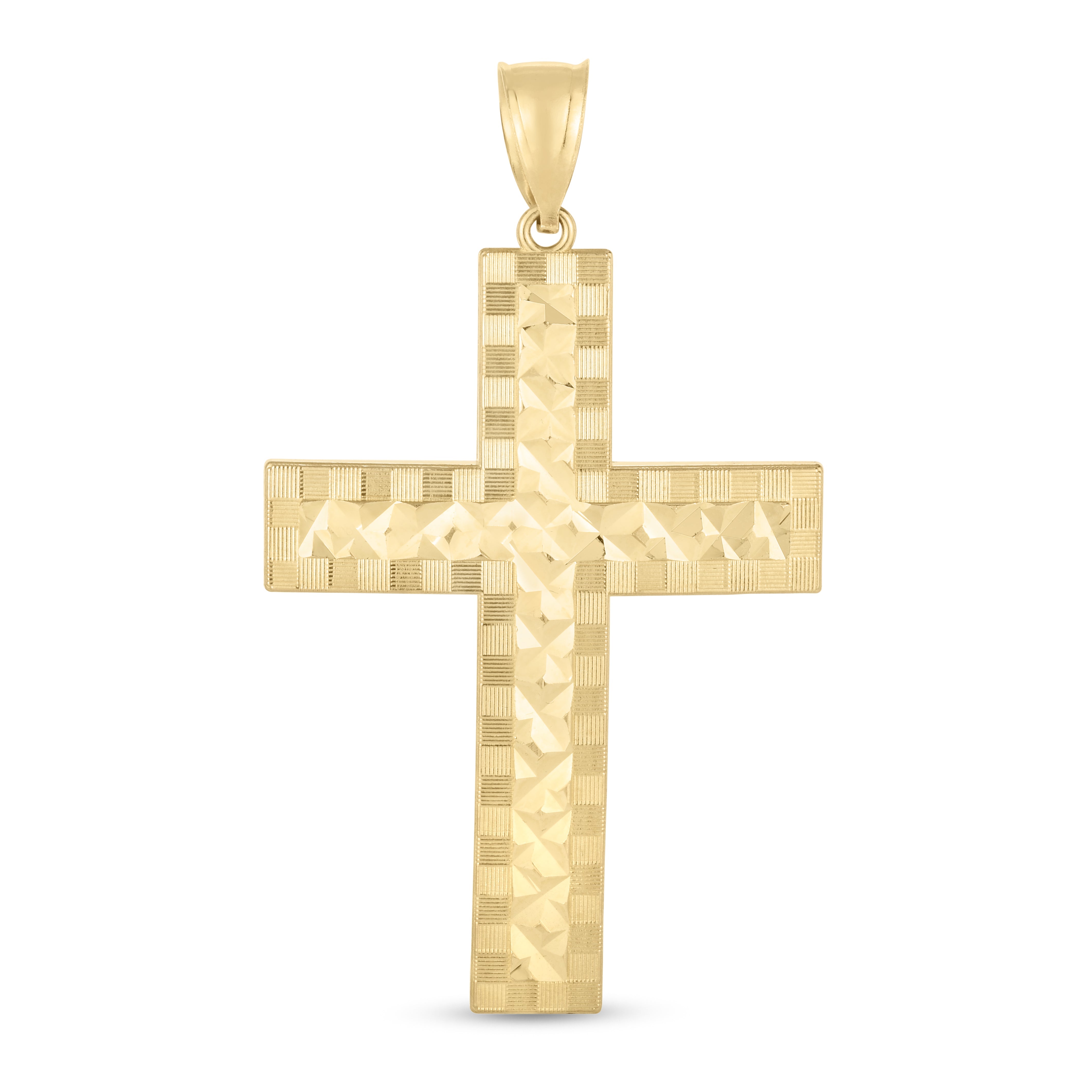 Parkplace Jewelers 14k-gold-textured-cross-pendant-pd3747