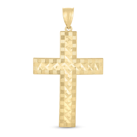 Parkplace Jewelers 14k-gold-textured-cross-pendant-pd3747