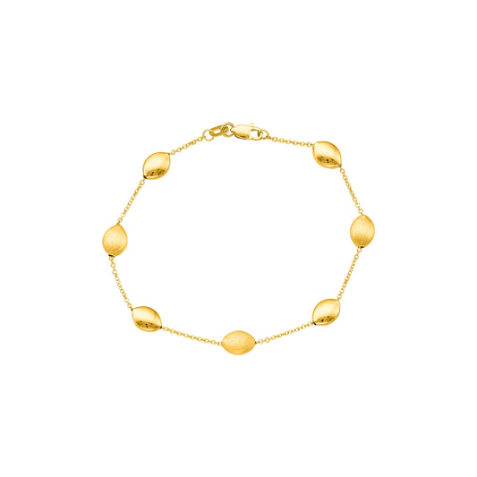 Tri-color Gold Satin/ Matte Pebbles & Bead Fashion Bracelet