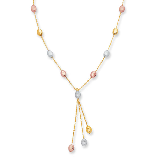Parkplace Jewelers 14k-tri-color-gold-polished-satin-alternating-pebble-anklet-peb107