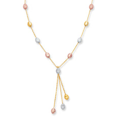 Parkplace Jewelers 14k-tri-color-gold-polished-satin-alternating-pebble-anklet-peb107