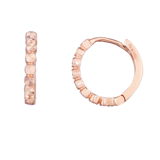 Rose Gold Diamond Cut/ Textured Huggies Earring