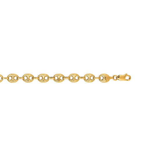 Yellow Gold Polished Lite Puffed Mariner Necklace