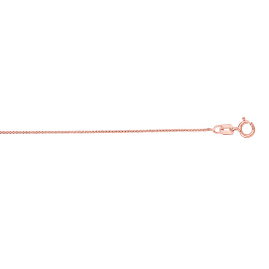 Rose Gold Diamond Cut/ Textured Diamond Cut Round Wheat Necklace