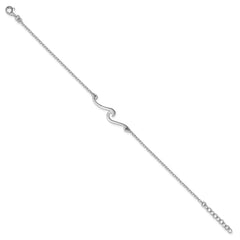 Sterling Silver Rhodium-plated Polished Wave 7 inch with a 1 inch extention Bracelet PLB-021