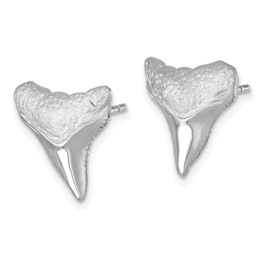 PLE-027 Sterling Silver Rhodium-Plated Polished Bull Shark Post Earrings