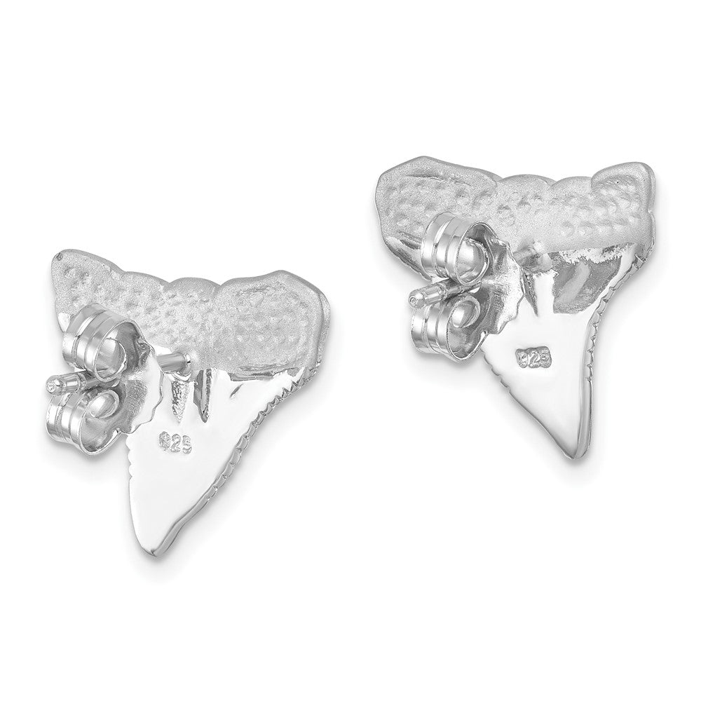 PLE-027 Sterling Silver Rhodium-Plated Polished Bull Shark Post Earrings