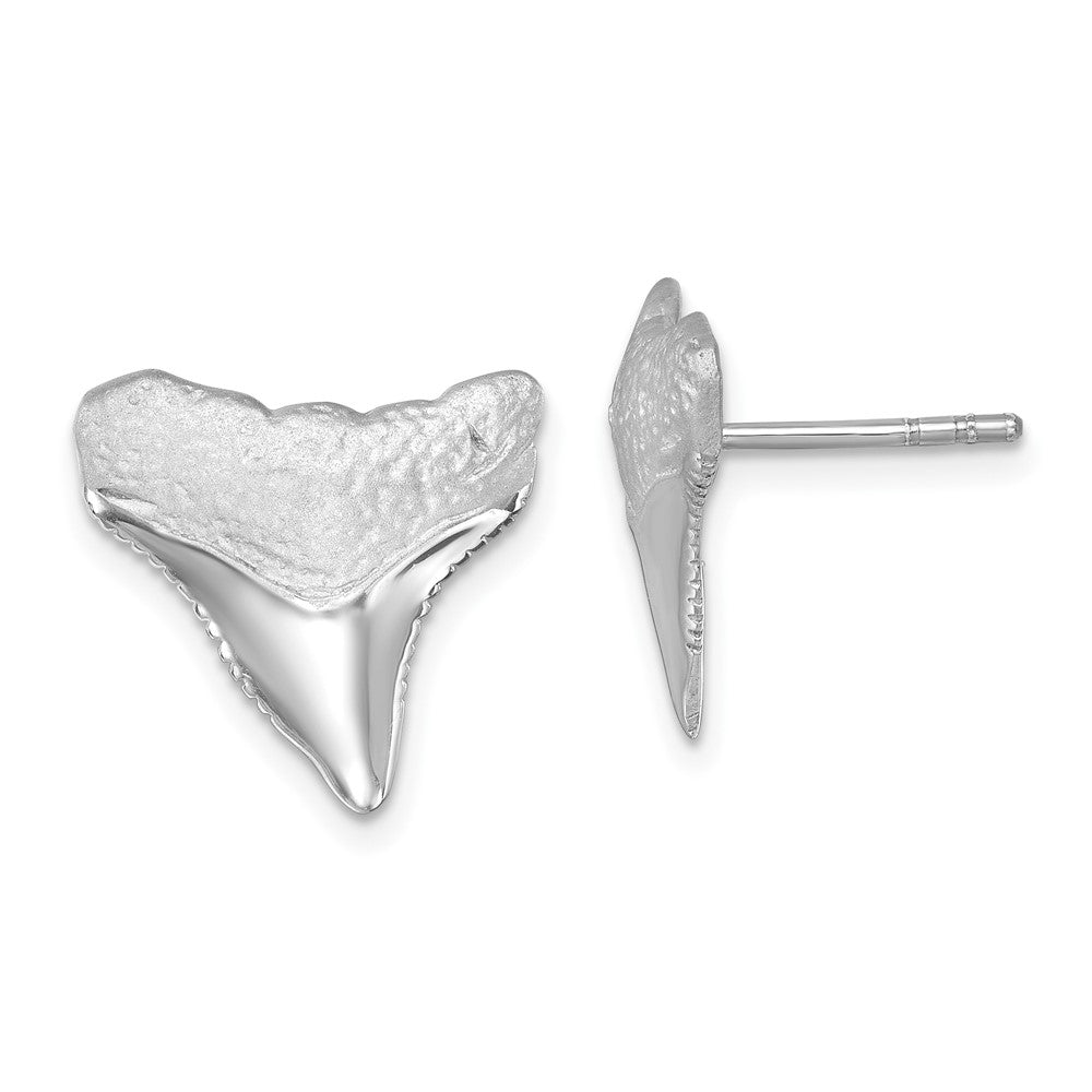 PLE-027 Sterling Silver Rhodium-Plated Polished Bull Shark Post Earrings