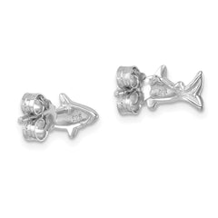 PLE-032 Sterling Silver Rhodium-Plated Polished Shark Post Earrings