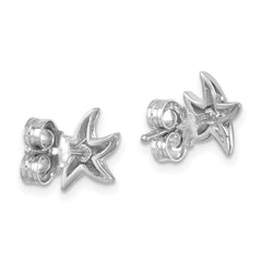 PLE-050 Sterling Silver Rhodium-plated Polished Crystal Starfish Post Earrings