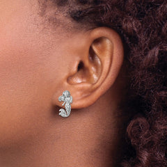 PLE-065 Sterling Silver Rhodium-Plated Antiqued Mermaid Earrings