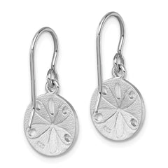 PLE-381 Sterling Silver Rhodium-plated Polished Sand Dollar Dangle Earrings