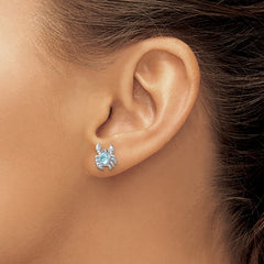 PLE-465 Sterling Silver Rhodium-plated Polished Blue Crystal Crab Post Earrings