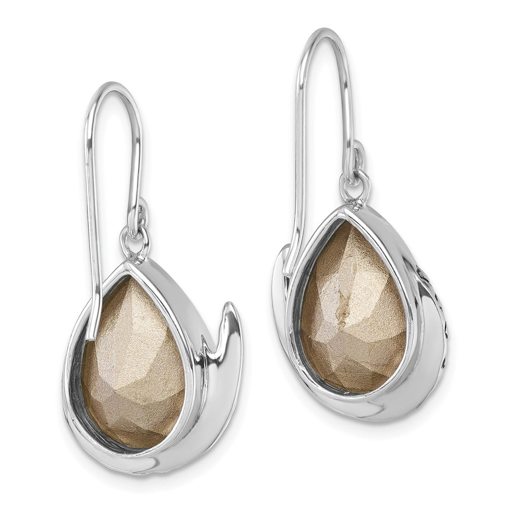 PLE-514 Sterling Silver Rhodium-plated Crystal Mermaid Tail Dangle Earrings