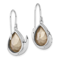 PLE-514 Sterling Silver Rhodium-plated Crystal Mermaid Tail Dangle Earrings