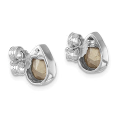 PLE-546 Sterling Silver Rhodium-Plated Polished Crystal Wave Post Earrings