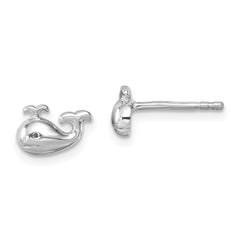 PLE-670 Sterling Silver Rhodium-Plated Polished Whale Post Earrings