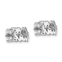 PLE-711 Sterling Silver Rhodium-Plated Polished 'Make Waves' Crystal Post Earrings