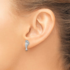 PLE-722 Sterling Silver Rhodium-plated Polished CZ Eye Harbor Seal Post Earrings