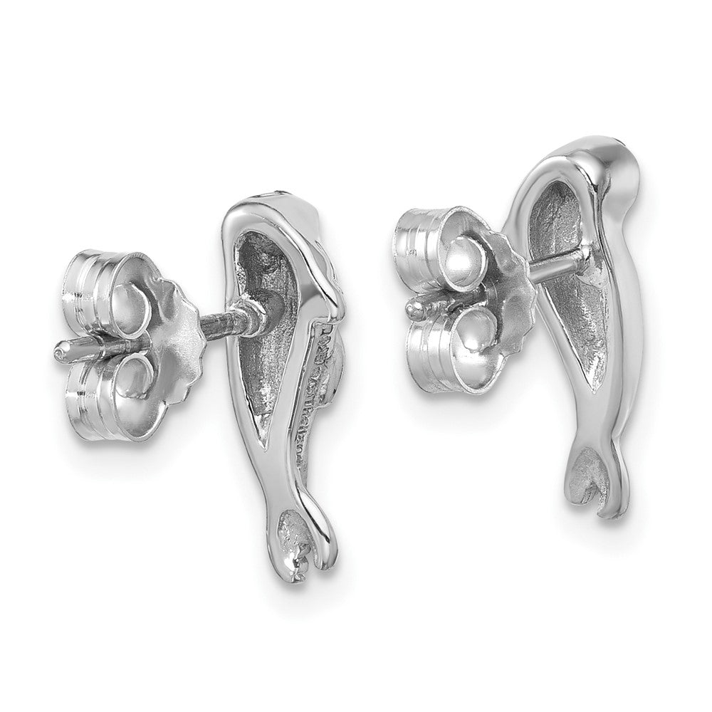 PLE-722 Sterling Silver Rhodium-plated Polished CZ Eye Harbor Seal Post Earrings