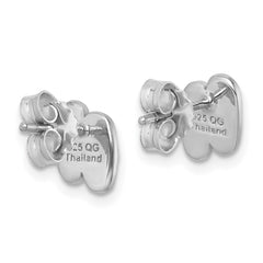 PLE-790 Sterling Silver Rhodium-Plated Polished Double Flip Flop Post Earrings
