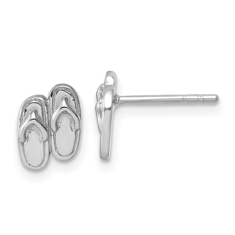 PLE-790 Sterling Silver Rhodium-Plated Polished Double Flip Flop Post Earrings