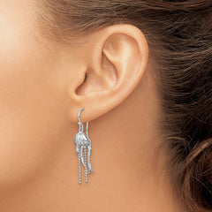 PLE-791 Sterling Silver Rhodium-plated Polished Moveable Jellyfish Dangle Earrings