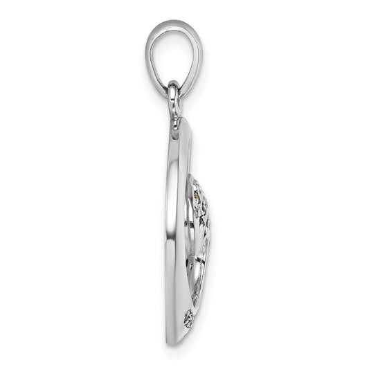 Sterling Silver Rhodium-Plated Polished CZ Wave Pendant PLP-010