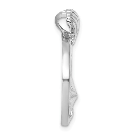 Sterling Silver Rhodium-plated Polished Starfish and Scallop Shell Reef Pendant PLP-026
