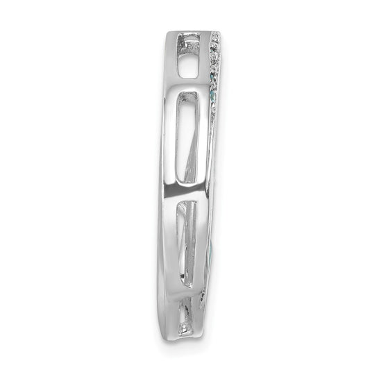 Sterling Silver Rhodium-Plated Polished CZ Wave Chain Slide PLP-029