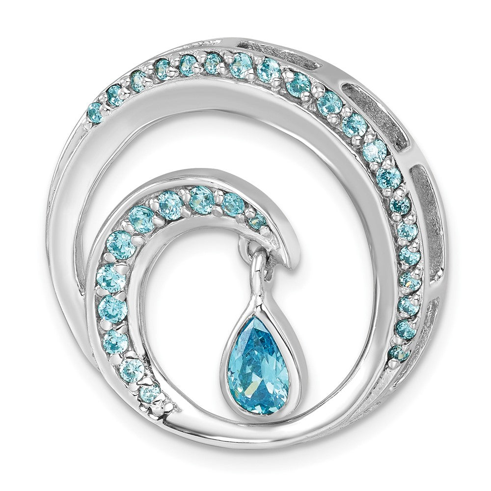 Sterling Silver Rhodium-Plated Polished CZ Wave Chain Slide PLP-029