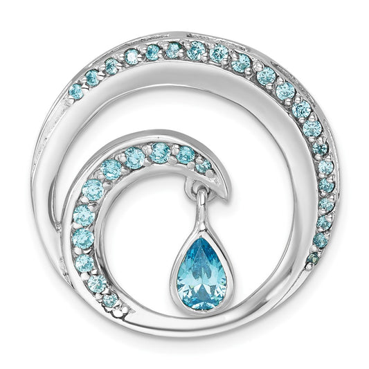 Sterling Silver Rhodium-Plated Polished CZ Wave Chain Slide PLP-029